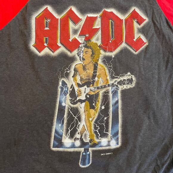 Vintage Original ACDC Raglan double sided Flick of switch Tour 1983 tshirt Large - Picture 2 of 4